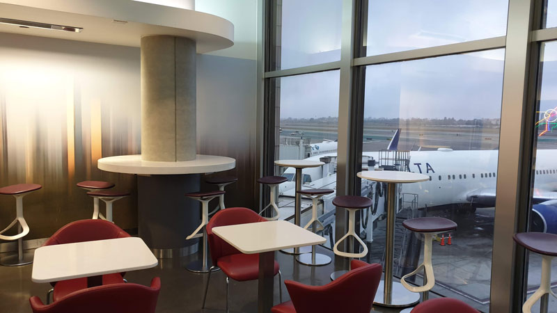 Dining style seating inside the lounge