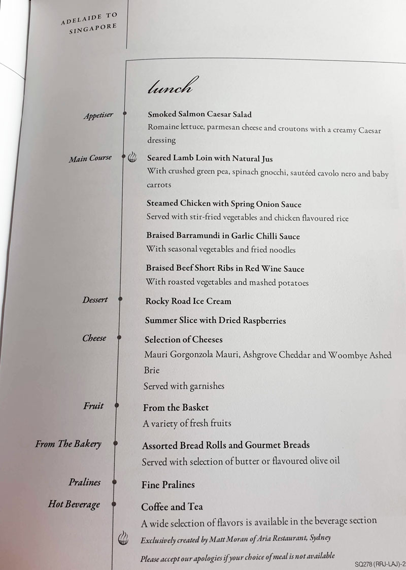 Inflight Menu