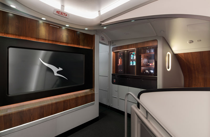 Qantas refurbished A380 new onboard bar