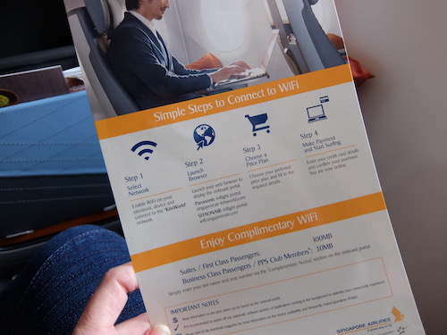 Singapore Airlines WiFi set up instructions