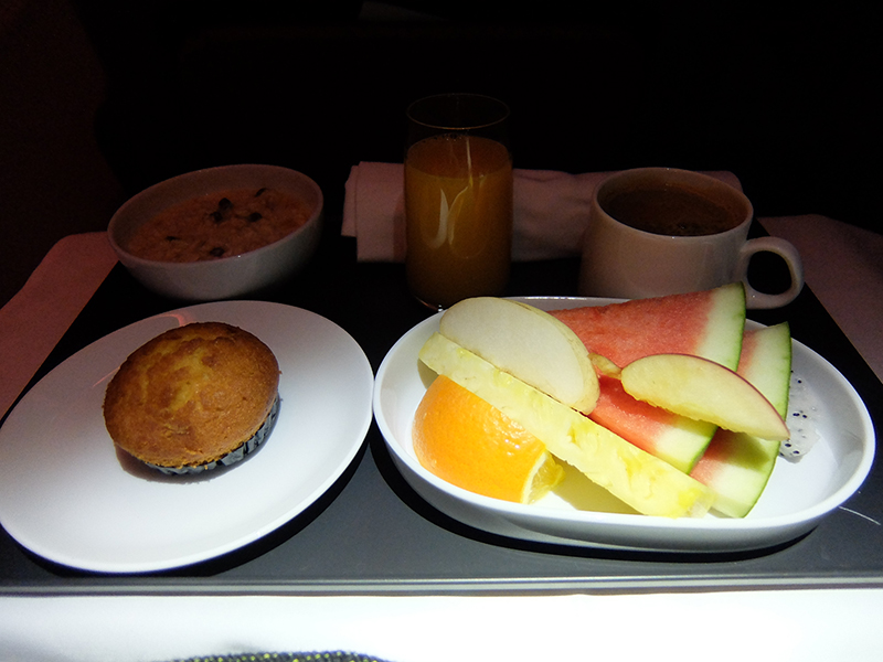 Continental Breakfast on board Qantas Dreamliner Premium Economy