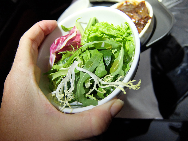 Side salad onboard Qantas Dreamliner Premium Economy
