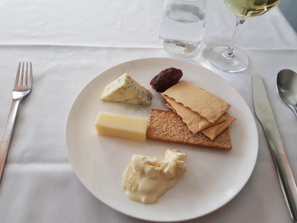Qantas First Class Dining Cheese selection.