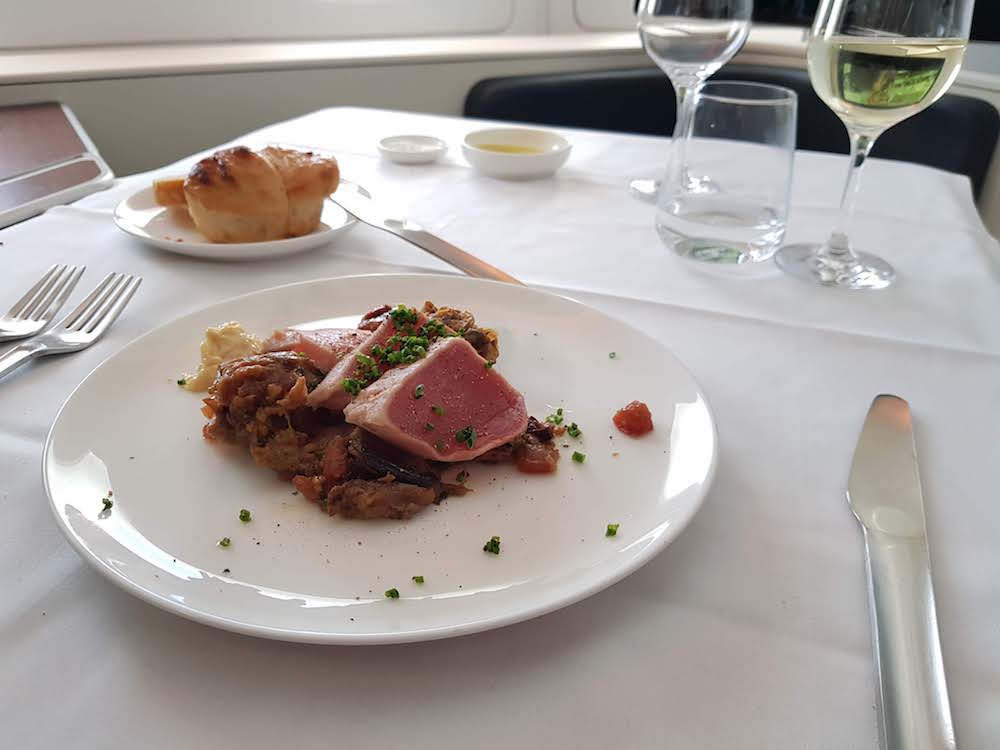 Qantas First Class Entree - Seared Tuna