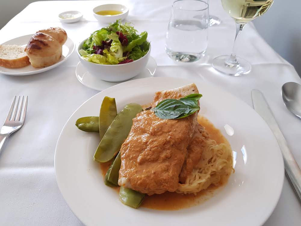 Qantas First Class Main - Snapper poached in Garam Masala