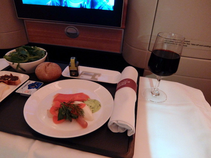 SWISS Business Class First Course - Salmon Sashimi