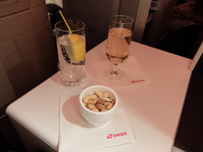 SWISS Business Class Welcome drink and snack