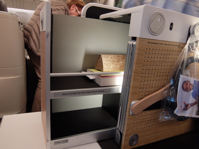 SWISS Business Class Throne Seat Console storage open