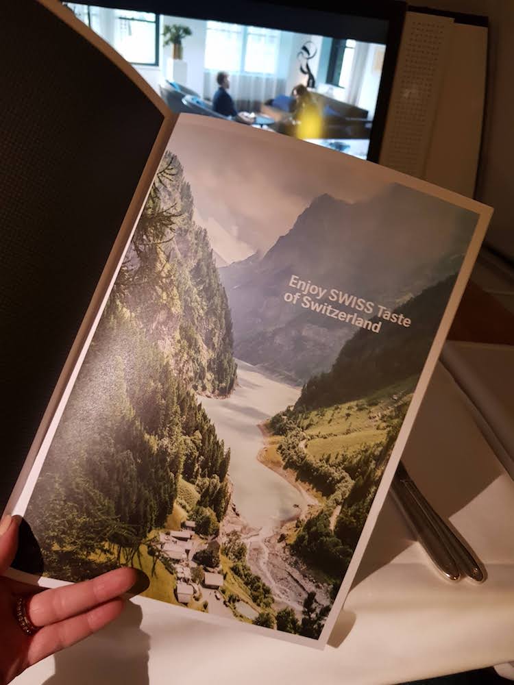 SWISS First Class Taste OF Switzerland Menu