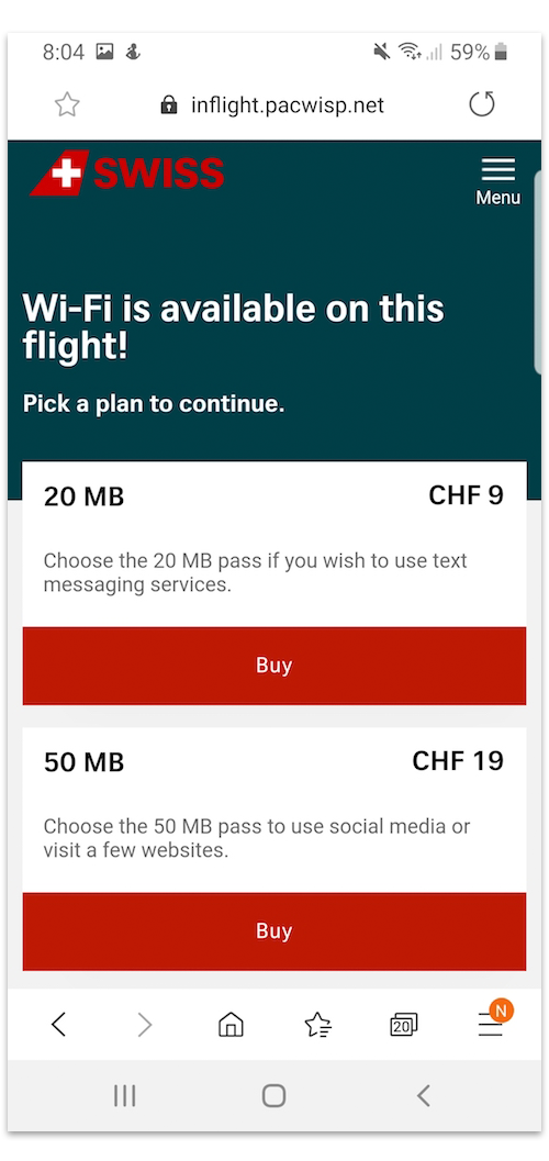 SWISS Inflight WiFi