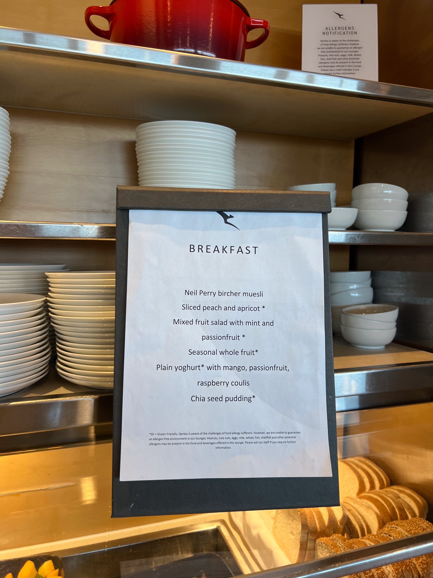 Breakfast Menu at Qantas International Business Class Lounge